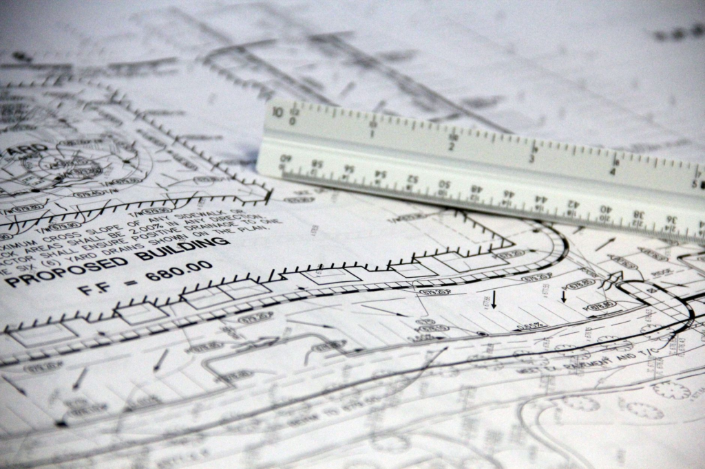 Architectural blueprints and permit plans for a Maryland ADU project
